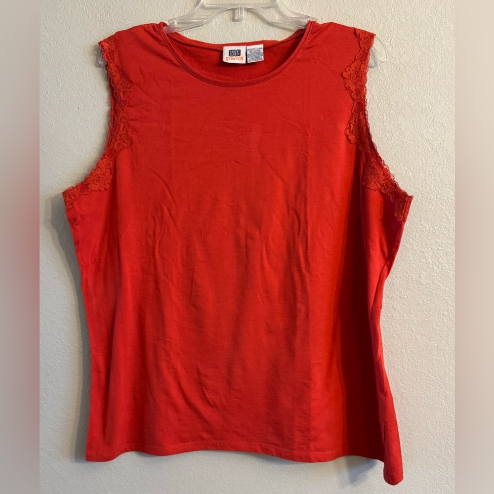 Faded Glory Women's Sleeveless Wide Strap Stretch Tank Top Red Size XL